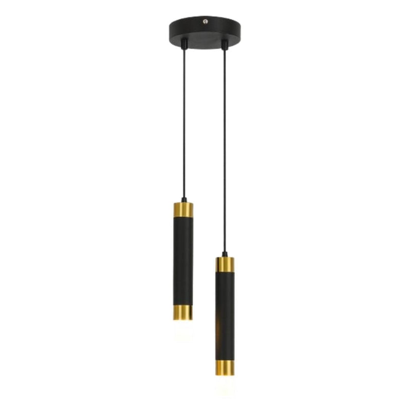 Dual Cylinder Black and Gold Pendant Light