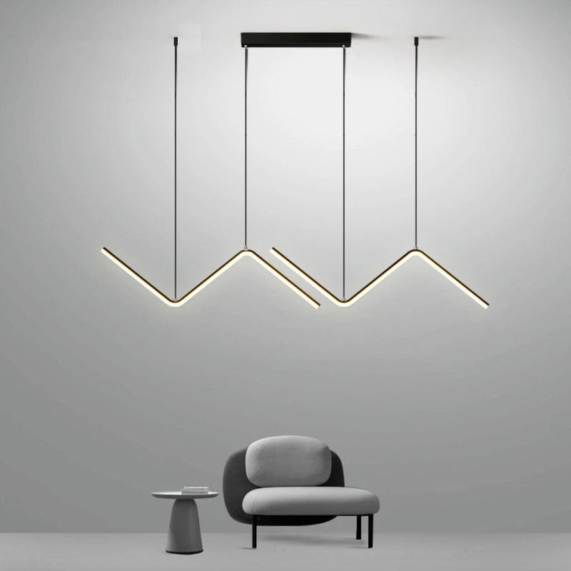 Lustre Pendente Wave Line Led luzes projeto-150 Preto Luz Branca 