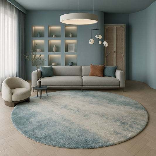 Tapete Decorativo Orgânico Redondo - Blue Stone Tapete - 0056 Conceito 100cm 